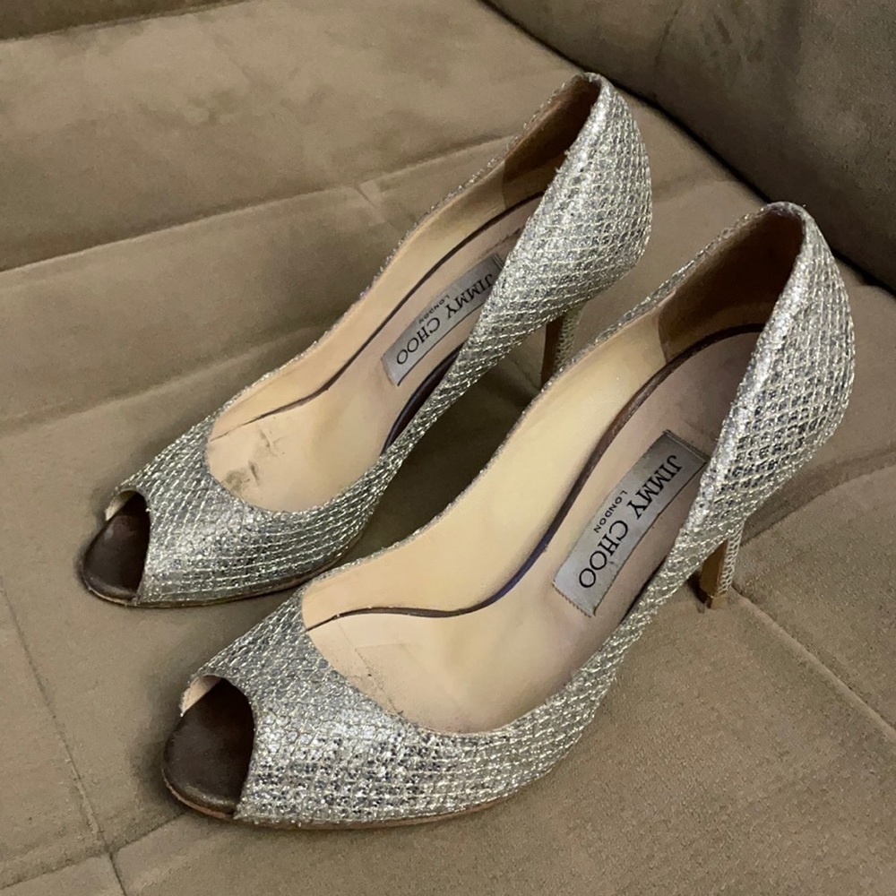 Jimmy Choo silver size 36 peep-toe!